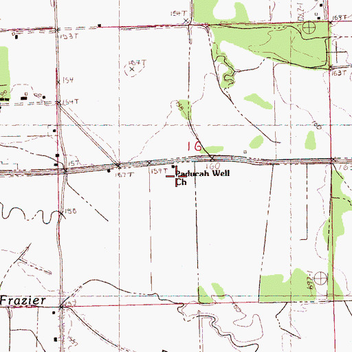 Topographic Map of Paducah Well Church, MS