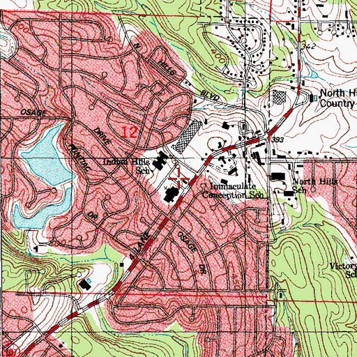 Topographic Map of Indian Hills Baptist Church, AR