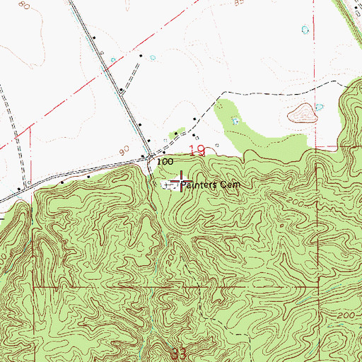 Topographic Map of Painters Cemetery, MS
