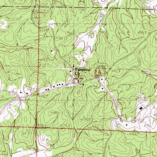 Topographic Map of Palestine Cemetery, MS