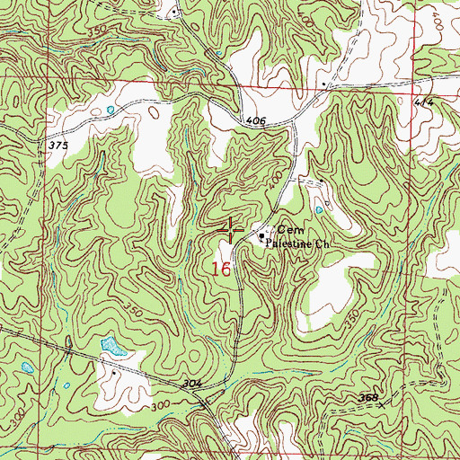 Topographic Map of Palestine Church, MS