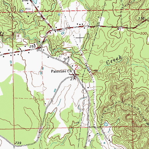 Topographic Map of Palestine Baptist Church, MS