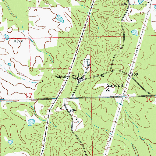 Topographic Map of Palestine Baptist Church, MS