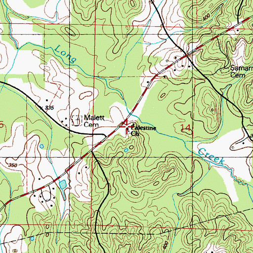 Topographic Map of Palestine Church, MS
