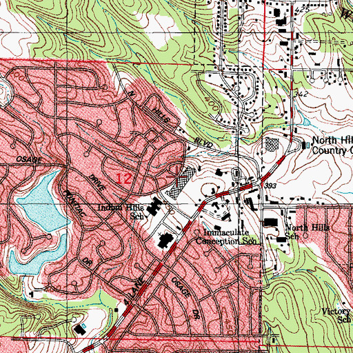 Topographic Map of Indian Hills Shopping Center, AR