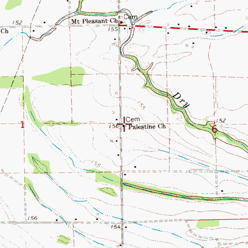 Topographic Map of Palestine Church, MS
