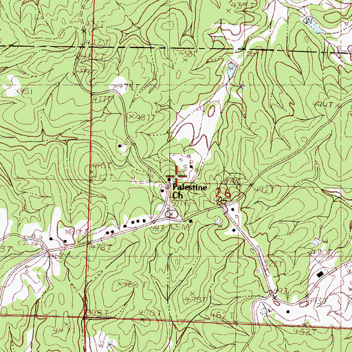 Topographic Map of Palestine Church, MS