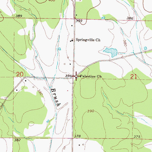 Topographic Map of Palestine Church, MS