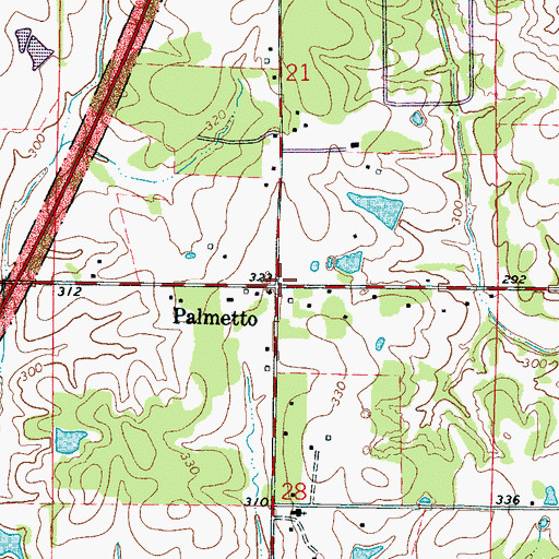 Topographic Map of Palmetto, MS
