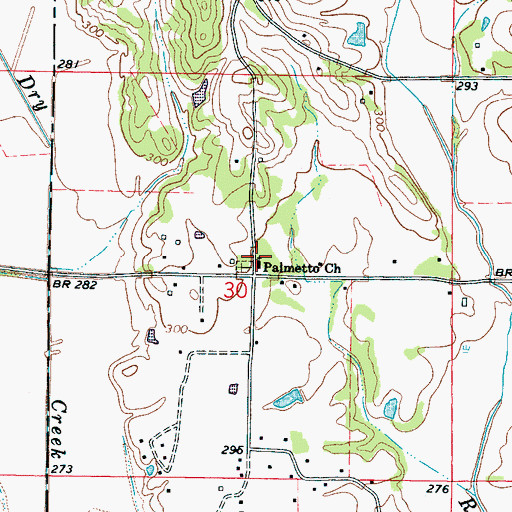 Topographic Map of Palmetto Methodist Church, MS