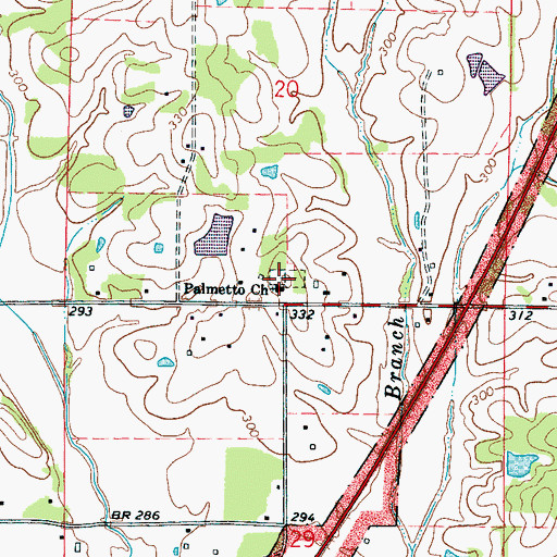 Topographic Map of Palmetto Church, MS