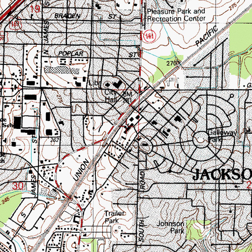 Topographic Map of Jacksonville Elementary School, AR
