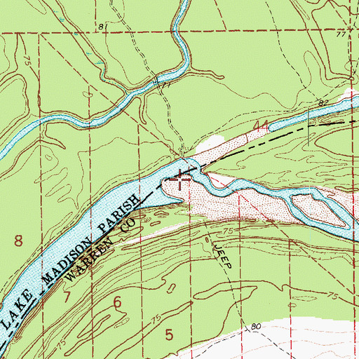 Topographic Map of Palmyra Lake, MS