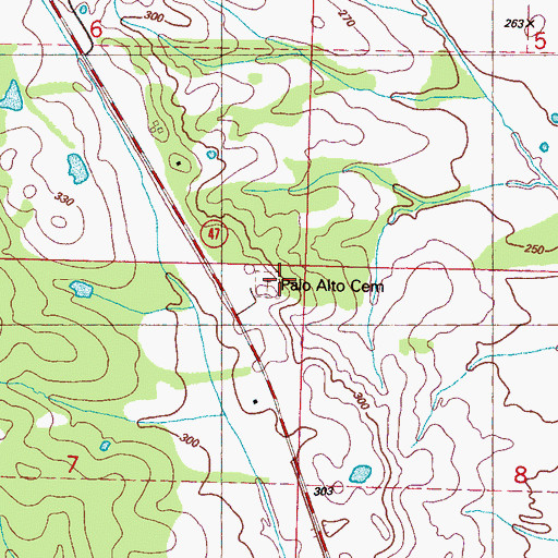 Topographic Map of Palo Alto Cemetery, MS