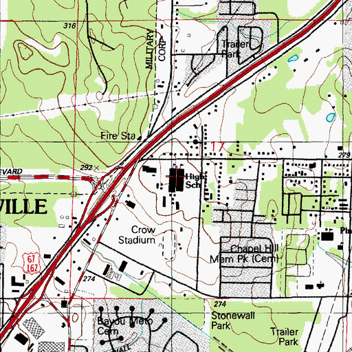 Topographic Map of Jacksonville High School, AR