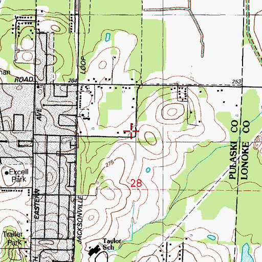 Topographic Map of Jacksonville School (historical), AR