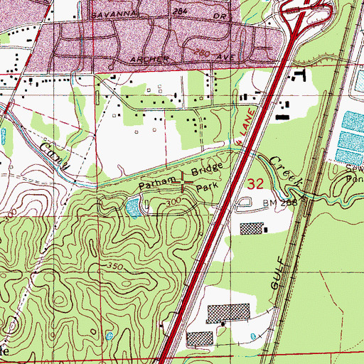 Topographic Map of Parham Bridge Park, MS