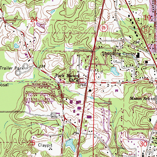 Topographic Map of Park Haven Baptist Church, MS