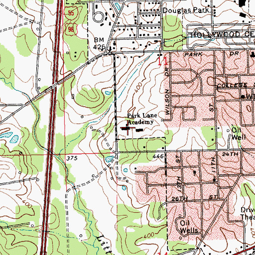 Topographic Map of Park Lane Academy, MS