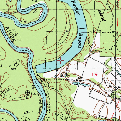 Topographic Map of Parker Bayou, MS