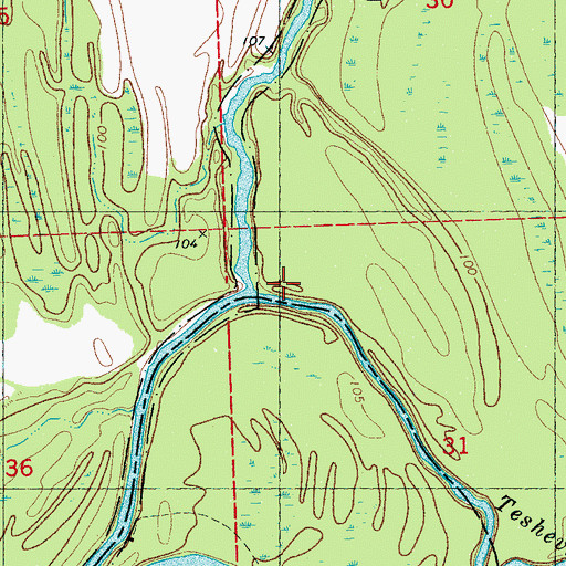 Topographic Map of Parker Bayou, MS