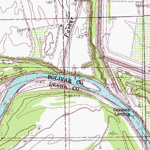 Topographic Map of Parker Branch, MS