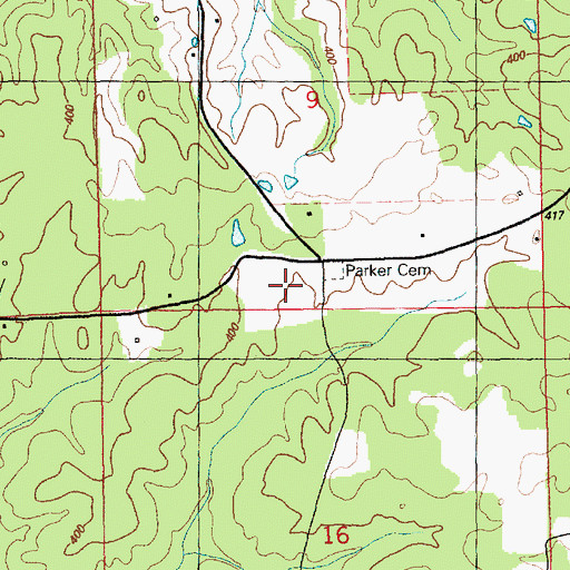 Topographic Map of Parker Cemetery, MS