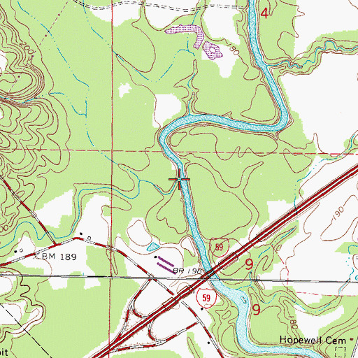 Topographic Map of Parker Creek, MS