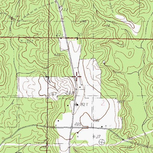 Topographic Map of Parker Lookout, MS