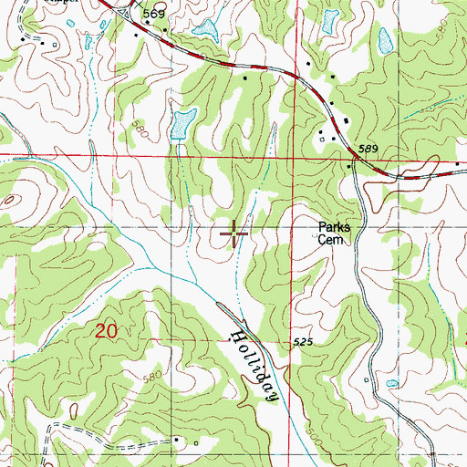 Topographic Map of Parks Cemetery, MS