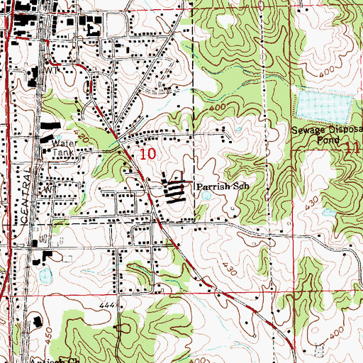 Topographic Map of Parrish School, MS