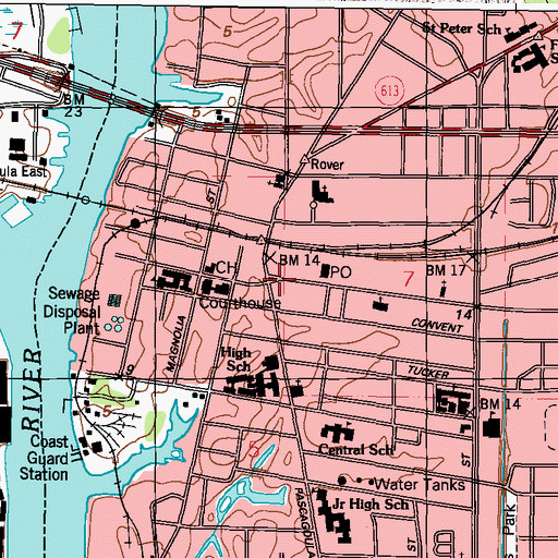 Topographic Map of Pascagoula, MS