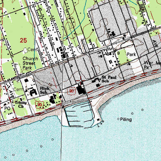 Topographic Map of Pass Christian, MS