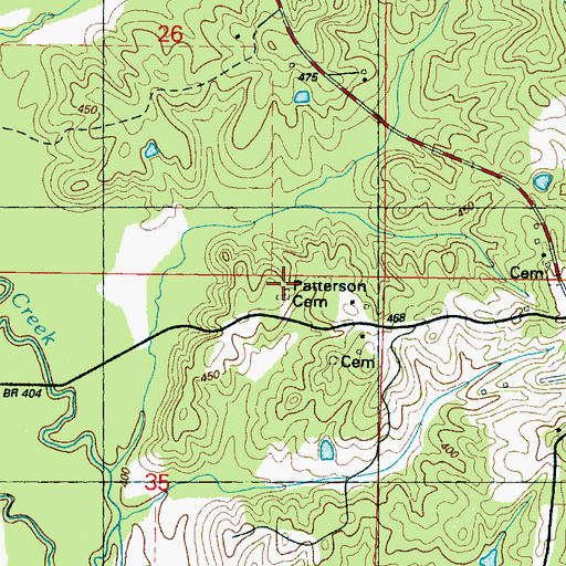 Topographic Map of Patterson Cemetery, MS