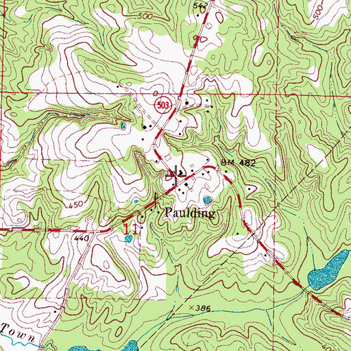 Topographic Map of Paulding, MS