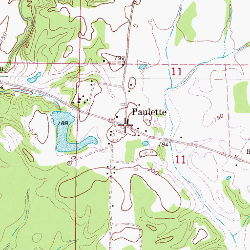 Topographic Map of Paulette, MS