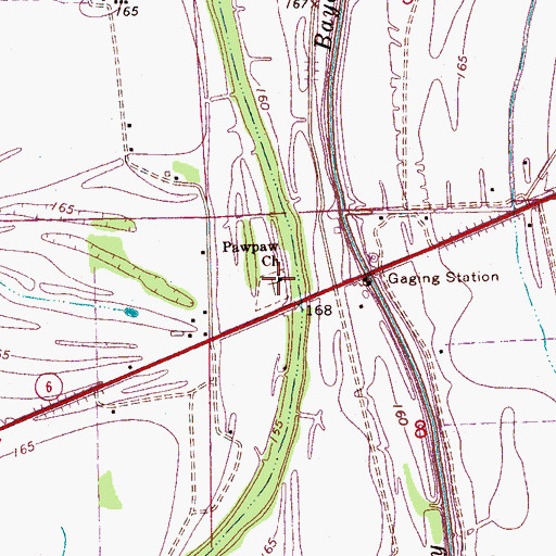 Topographic Map of Pawpaw Church, MS