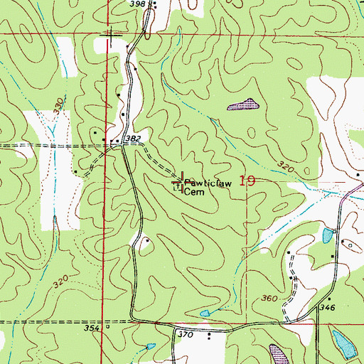 Topographic Map of Pawticfaw Cemetery, MS