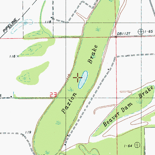 Topographic Map of Paxton Brake, MS