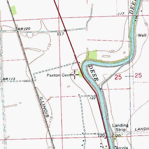 Topographic Map of Paxton Cemetery, MS