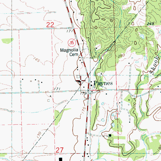 Topographic Map of Paynes Church, MS