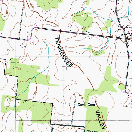 Topographic Map of Long Meadow Airstrip, TN