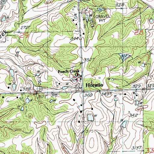 Topographic Map of Peach Creek Church, MS