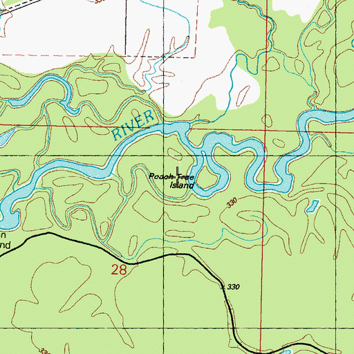 Topographic Map of Peach Tree Island, MS