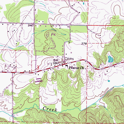 Topographic Map of Pearce Church, MS
