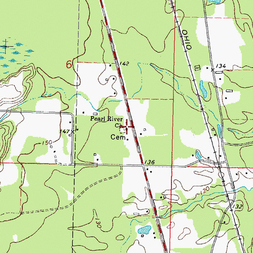 Topographic Map of Pearl River Church, MS