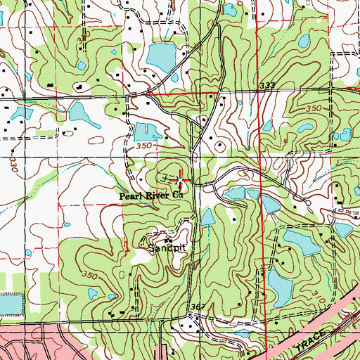 Topographic Map of Pearl River Church, MS