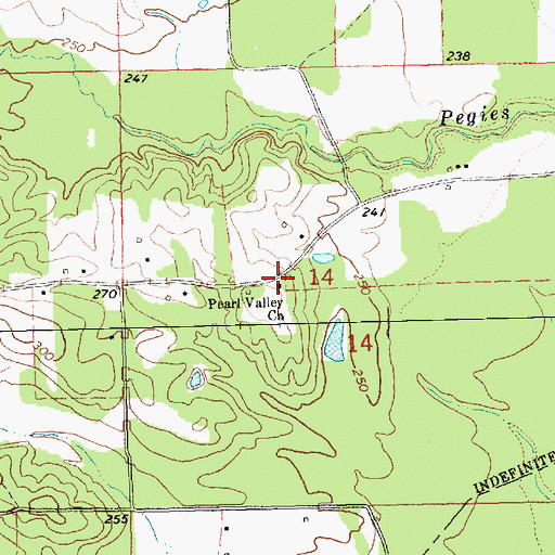 Topographic Map of Pearl Valley Baptist Church, MS