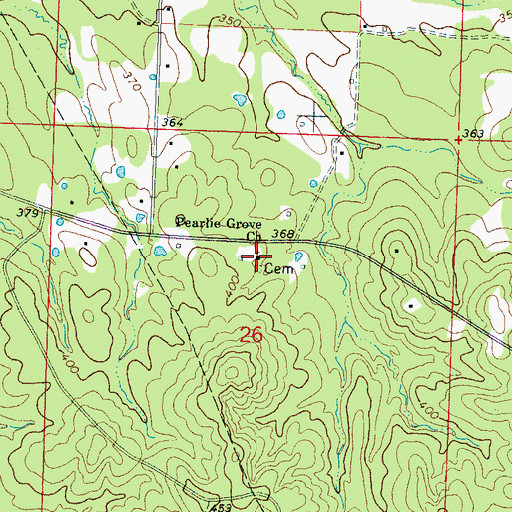 Topographic Map of Pearlie Grove Church, MS