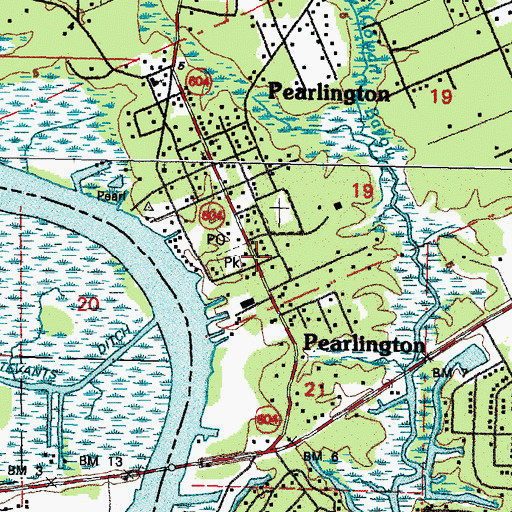 Topographic Map of Pearlington, MS